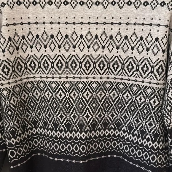 Joie Fair Isle Mock Neck Sweater Super Soft Gray Black Womens Size Medium - Picture 9 of 12